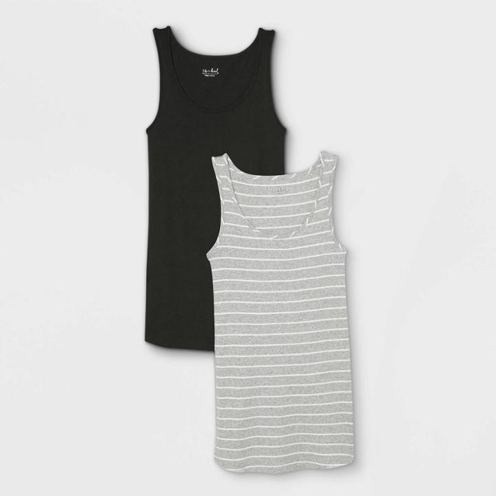 Maternity Rib 2pk Bundle Tank Top - Isabel Maternity By Ingrid & Isabel Gray/black
