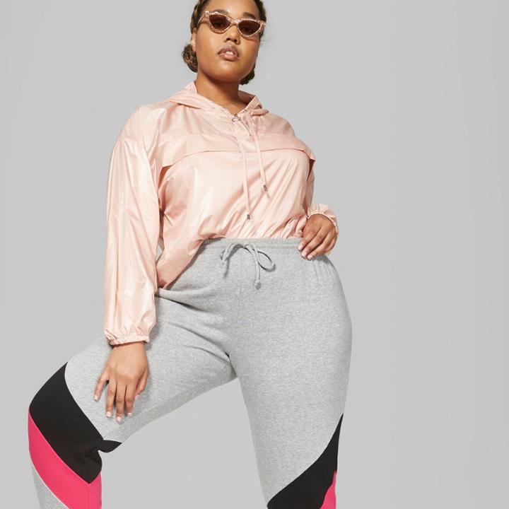 Women's Plus Size Color Blocked Jogger Pants - Wild Fable Heather Gray