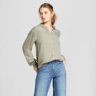 Women's Striped Long Sleeve Any Day Shirt - A New Day Green