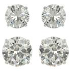 Target Sterling Silver Cubic Zirconia Duo Round Stud Earring Set - Clear, Women's