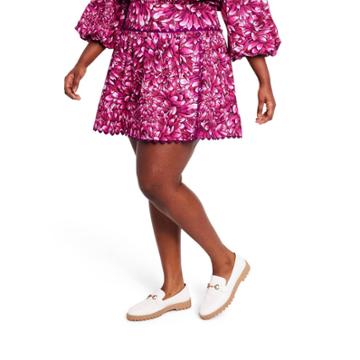 Women's Plus Size Mum Floral Scallop Edge Mini Skirt - Kika Vargas X Target Pink