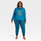 Women's Plus Size Joy Print Matching Family Pajama Set - Wondershop Blue