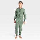 Men's Allover Fleck Long Sleeve Union Suit - Hearth & Hand With Magnolia Green