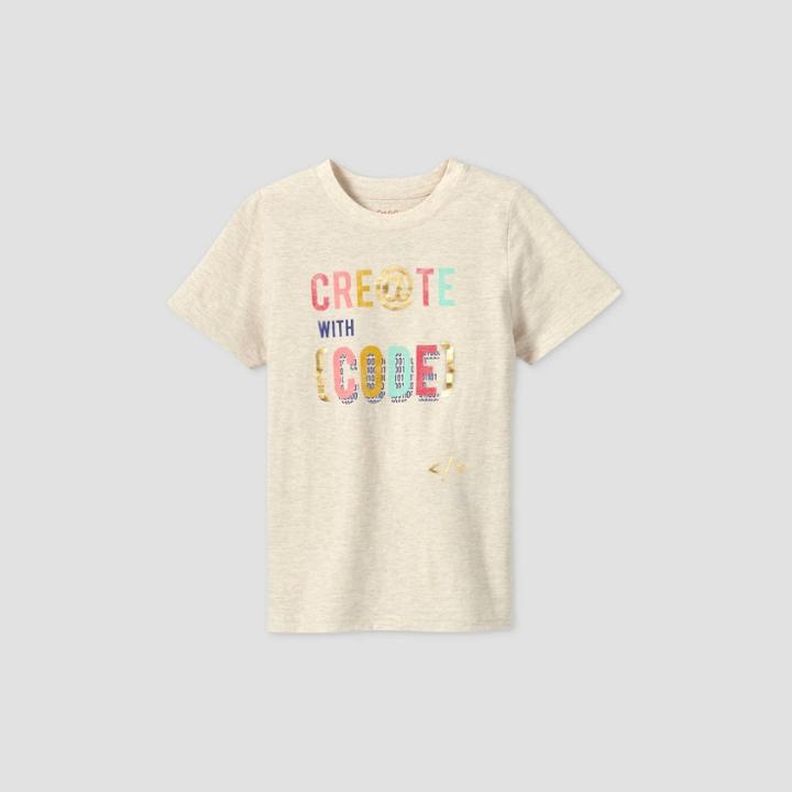 Kids' Short Sleeve 'create With Code' Graphic T-shirt - Cat & Jack Cream