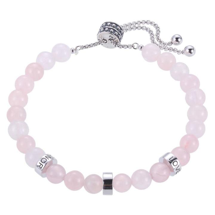 Target Fine Silver Plated Bronze Genuine Rose Quartz Love - Cherish - Honor Beaded Bolo Adjustable Bracelet - 9, Girl's, Pink Quartz