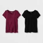 Target Girls' 2pk Short Sleeve Front Bar T-shirt - Art Class Burgundy/black