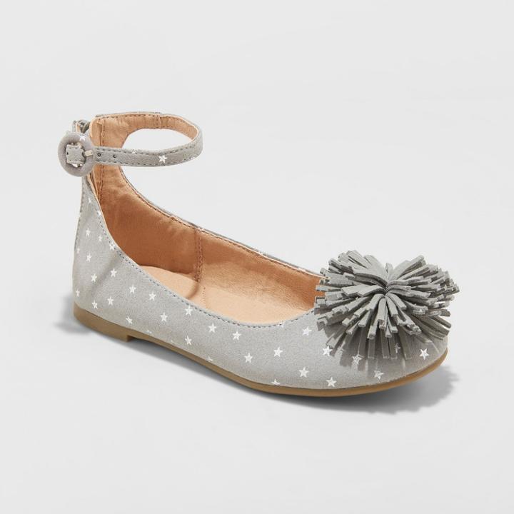 Girls' Leola Ballet Flats With Metallic - Cat & Jack Gray