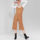 Women's Striped Strappy Scoop Neck Pleated Knit Jumpsuit - Wild Fable Yellow
