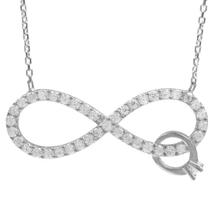 Journee Collection 1/2 Ct. T.w. Round-cut Cz Pave Set Infinity With Ring Pendant Necklace In Sterling Silver - Silver