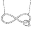 Journee Collection 1/2 Ct. T.w. Round-cut Cz Pave Set Infinity With Ring Pendant Necklace In Sterling Silver - Silver