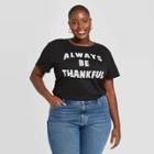 Modern Lux Women's Plus Size Always Be Thankful Short Sleeve Graphic T-shirt - Black