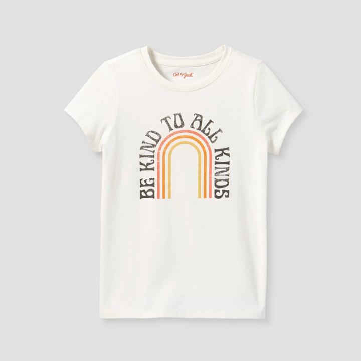 Girls' 'be Kind To All' Short Sleeve Graphic T-shirt - Cat & Jack Cream