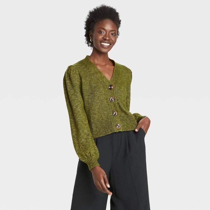 Women's Shruken Cardigan - Who What Wear Green