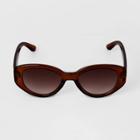 Women's Oval Round Sunglasses - A New Day Brown