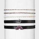 Star, Rainbow Charm With Mixed Chain Choker Necklace Set 5ct - Wild Fable,