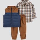 Carter's Just One You Baby Boys' Plaid Vest Top & Bottom Set - Brown/navy Newborn