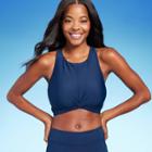 Women's Longline Twist Bikini Top - Kona Sol Navy Blue D/dd Cup