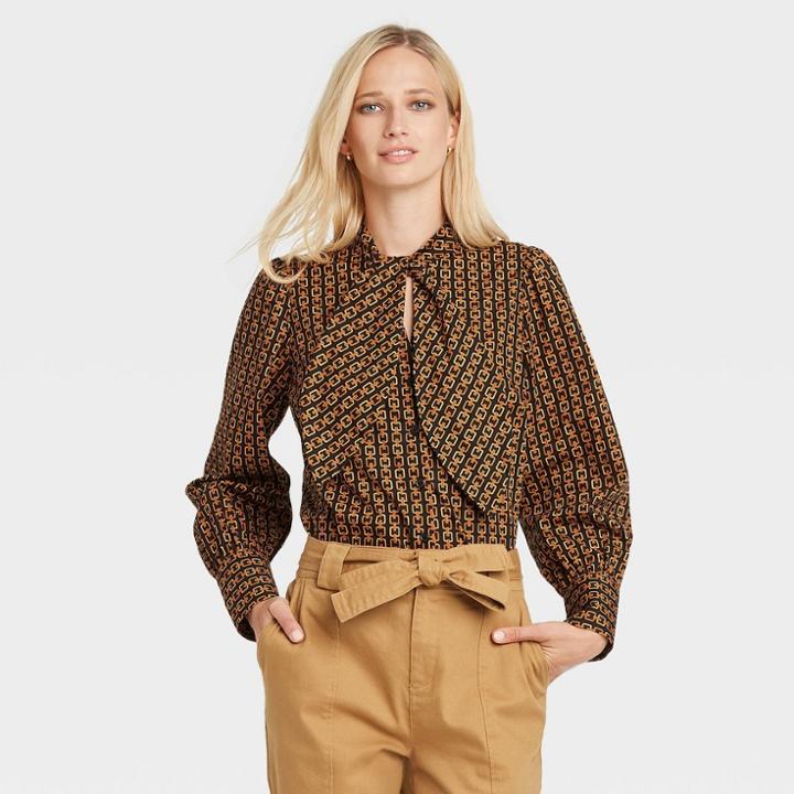 Women's Long Sleeve Button-down Top - Who What Wear Black