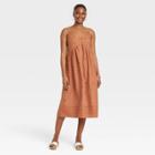 Women's Spaghetti Strap Embroidered Dress - Universal Thread Rust Floral