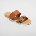 Women's Coco Leopard Print Two Band Slide Sandals - A New Day Brown