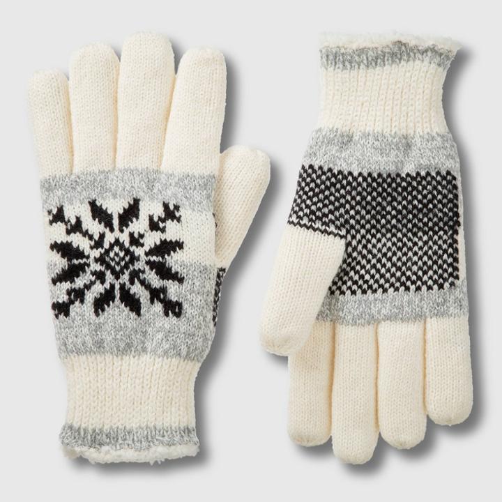 Isotoner Women's Smartdri Snowflake Knit Glove - Ivory