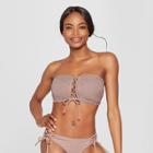 Women's Crochet Lace-up Bandeau Bikini Top - Xhilaration Pebble D/dd Cup, White