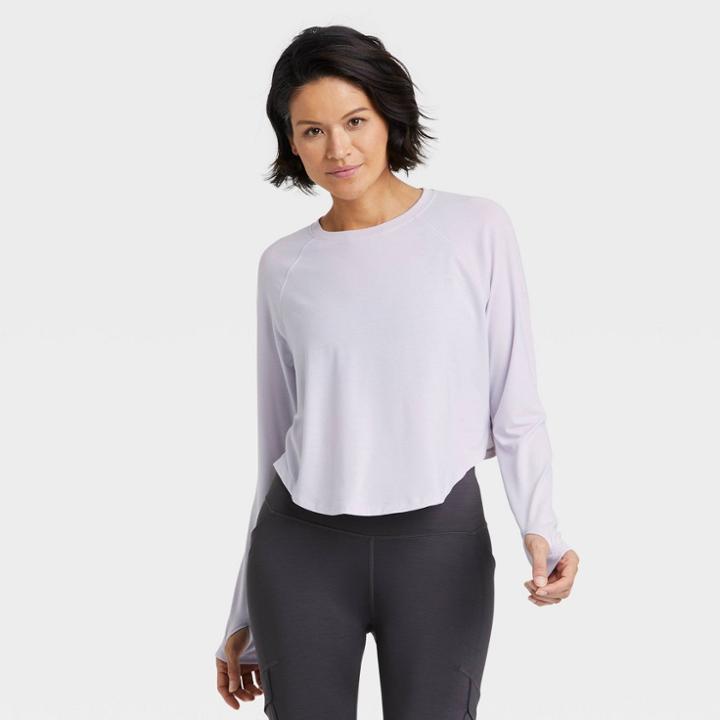 Women's Long Sleeve Crop Top - All In Motion Lavender