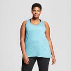 Women's Plus-size High Neck Long Tank Top - C9 Champion Mermaid Teal Heather