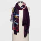 Women's Floral Print Recycled Oblong Scarf - A New Day Burgundy (red)