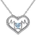 Target 1/3 Ct. T.w. Heart Shape Topaz Heart Mom Pendant Necklace In Sterling