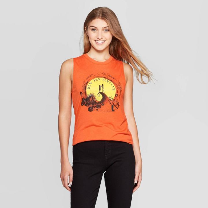 Disney Women's Nightmare Before Christmas Tank Top (juniors') - Orange Dream