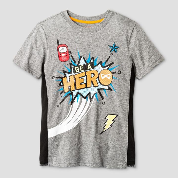 Boys' Be A Hero Graphic Short Sleeve T-shirt - Cat & Jack Heather Gray