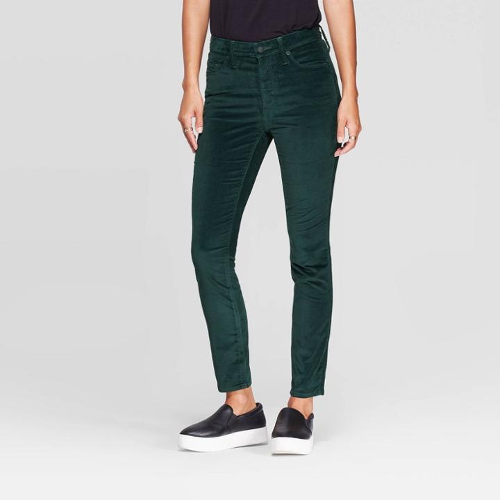 Women's Velvet High-rise Ankle Cropped Skinny Jeans - Universal Thread Green