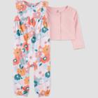 Baby Girls' Floral Jumpsuit With Cardigan - Just One You Made By Carter's Pink