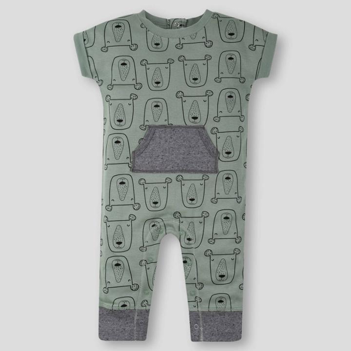 Lamaze Baby Boys' Organic Cotton Bear Romper - Green Newborn