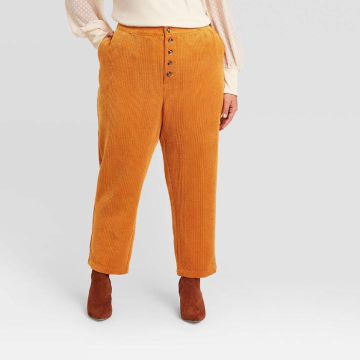 Women's Plus Size High-rise Corduroy Pants - Who What Wear Orange