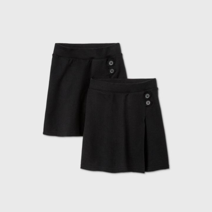 Girls' 2pk Stretch Uniform Knit Skorts - Cat & Jack Black