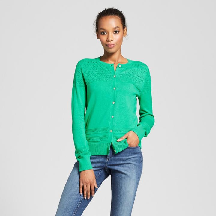 Women's Long Sleeve Any Day Cardigan - A New Day Green