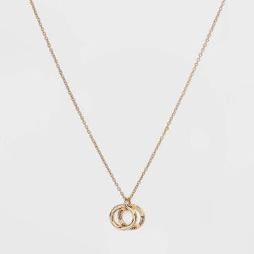 No Brand Gold Plated 'mother Daughter Friend' Double Open Circle Pendant Necklace - Gold