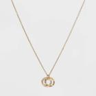 No Brand Gold Plated 'mother Daughter Friend' Double Open Circle Pendant Necklace - Gold