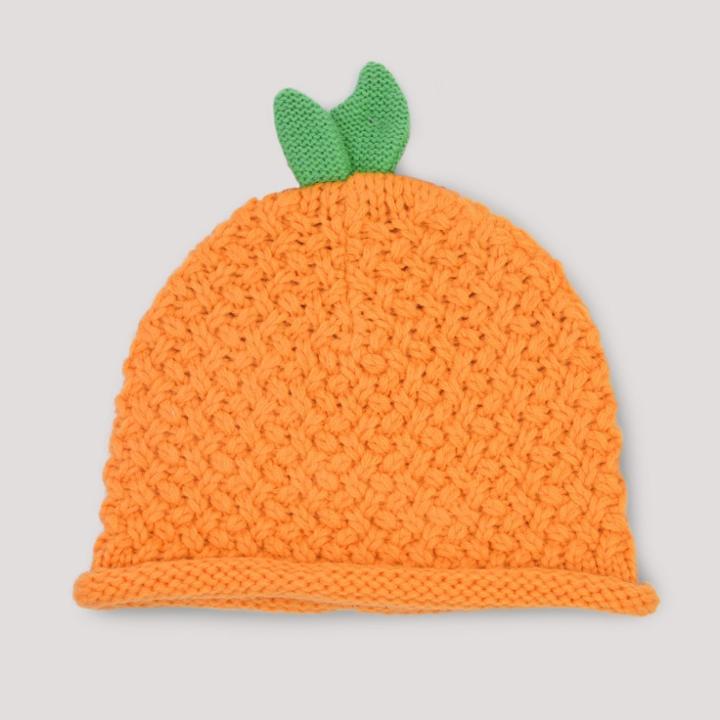 Baby's Knit Pumpkin Hat - Cloud Island Orange