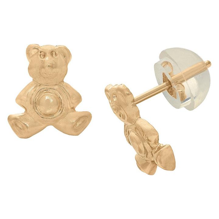 Tiara Kid's Teddy Bear Stud Earrings In 14k Yellow Gold, Women's, Size: Small, Gold/yellow