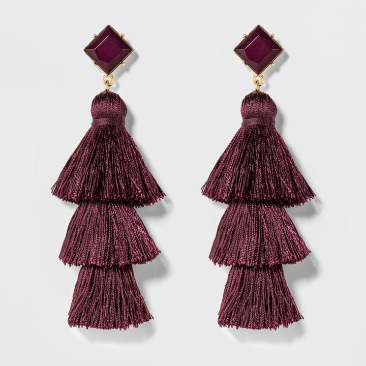 Sugarfix By Baublebar Tassel Drop Earrings With Crystal Studs - Deep Purple, Girl's