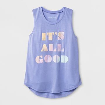 Grayson Social Girls' 'it's All Good' Graphic Tank Top - Purple