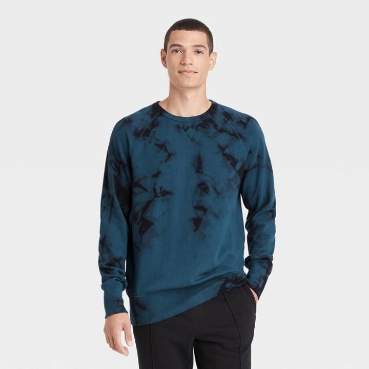 Men's Standard Fit Crewneck Sweatshirt - Goodfellow & Co Navy/black
