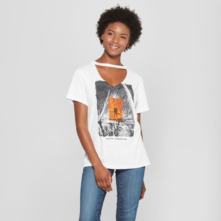 Bravado Women's Justin Timberlake Short Sleeve Man Of The Woods Graphic T-shirt (juniors') White
