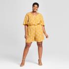 Women's Plus Size Floral Print Romper - Ava & Viv Yellow X