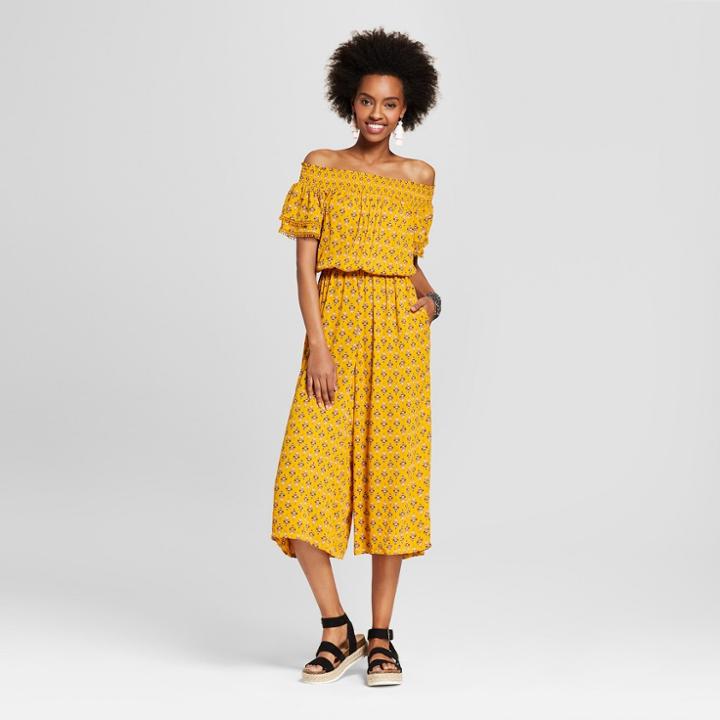 Women's Off The Shoulder Smocked Jumpsuit - Xhilaration