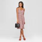 Women's Striped Strappy Button Front Knit Midi Dress - Xhilaration Wine (red)