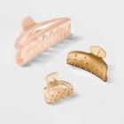 Round Claw Hair Clip Set 3pc - A New Day Ivory/beige